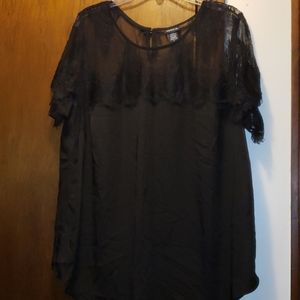 Lace sleeve and yolk top